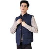 Navy Blue Woolen Quilted Vest