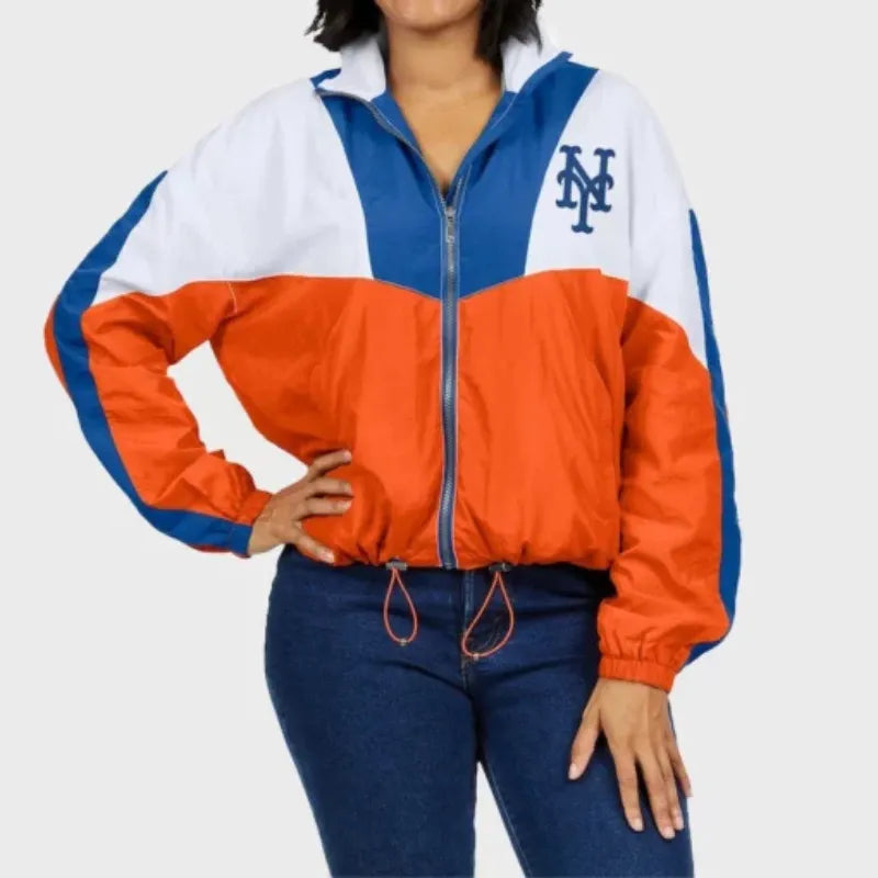 New York Mets Color Block Windbreaker Jacket Front