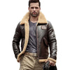 Mens Brown Sheepskin Shearling Leather Jacket Coat