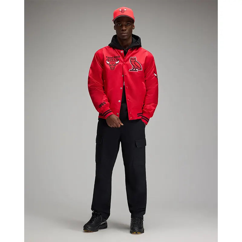 OVO x NBA Chicago Bulls Satin Varsity Jacket