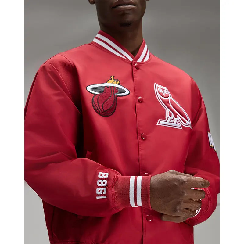 OVO x NBA Miami Heat Satin Varsity Jacket