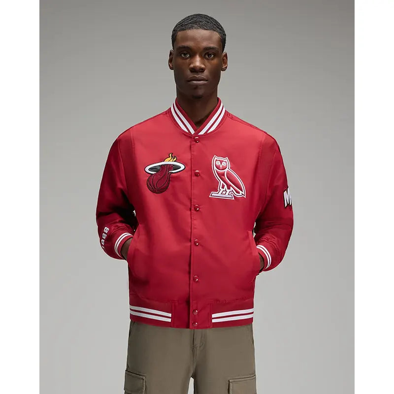 OVO x NBA Miami Heat Satin Varsity Jacket