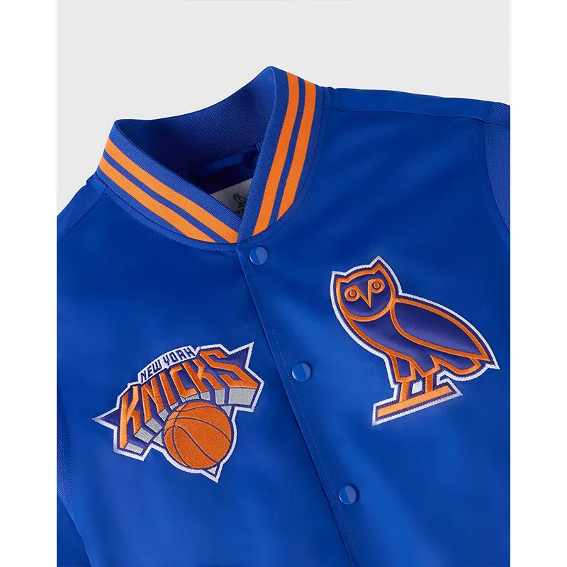 OVO x NBA New York Knicks Satin Varsity Jacket