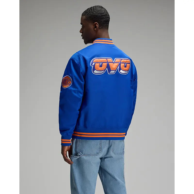 OVO x NBA New York Knicks Satin Varsity Jacket