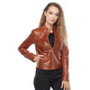 Women’s Real Brown Leather Moto Jacket