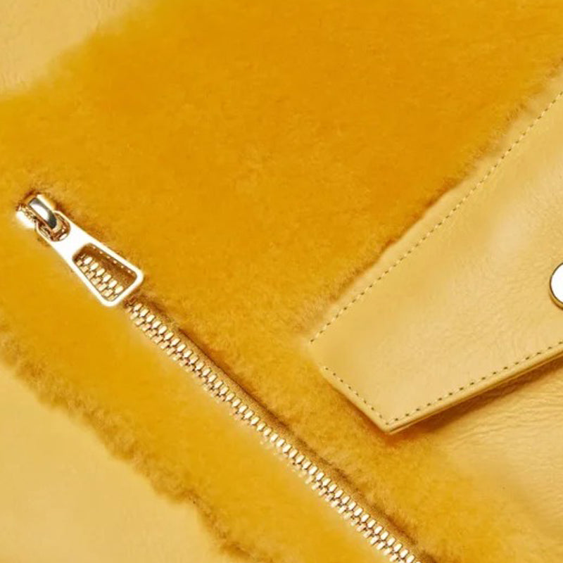 Women’s Orange Shearling Leather Jacket