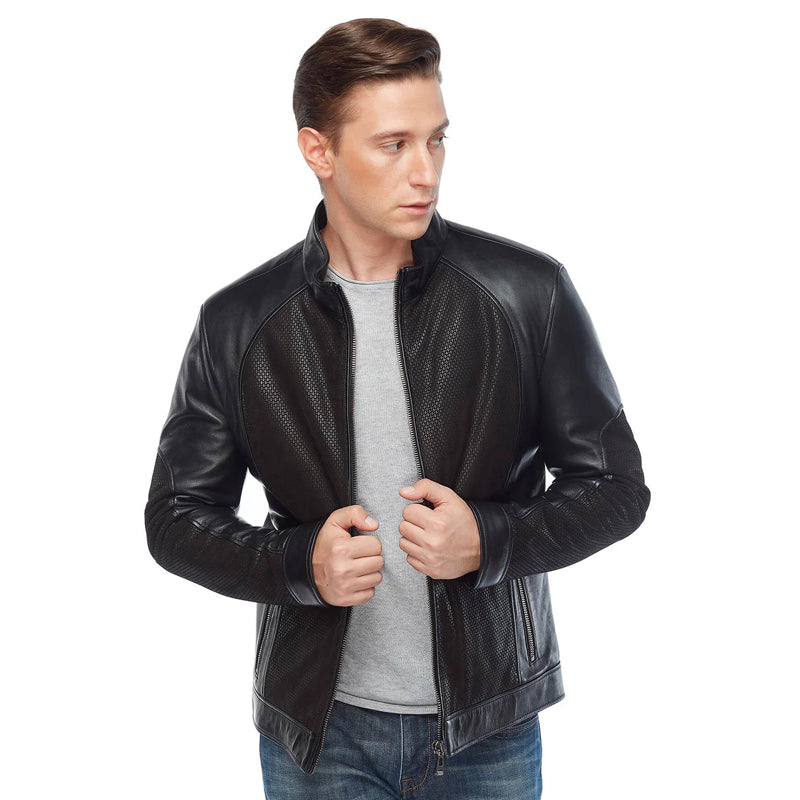Men’s Real Black Leather Laser Jacket