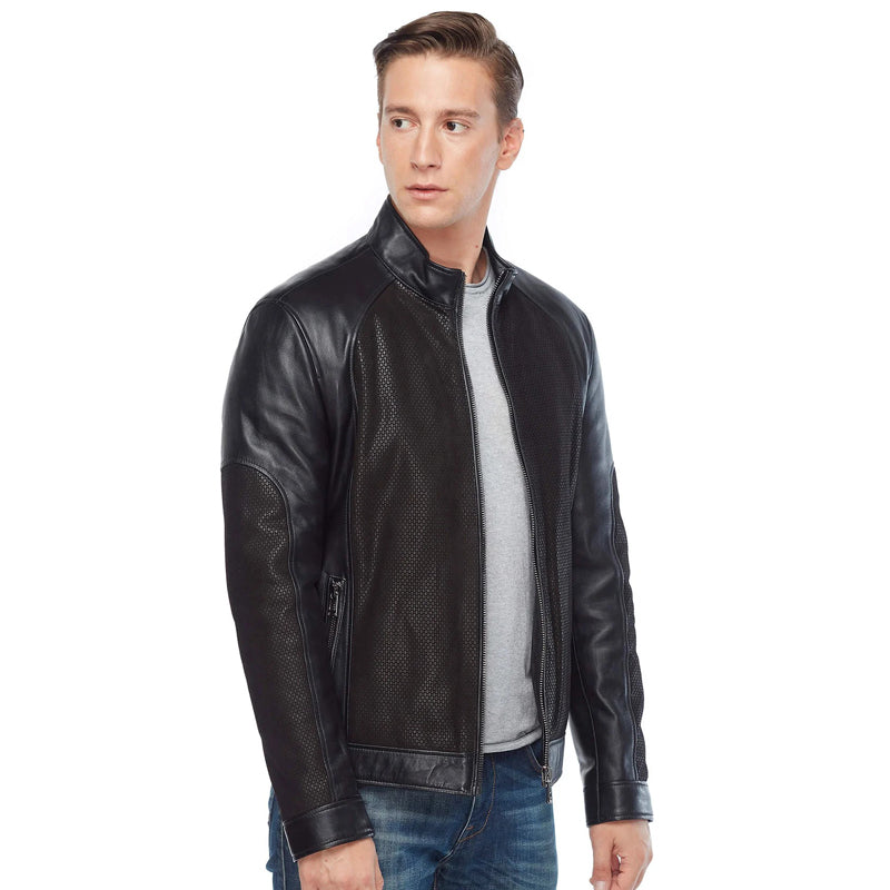 Men’s Real Black Leather Laser Jacket