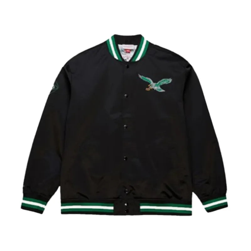Mitchell & Ness Philadelphia Eagles Satin Black Varsity Jacket
