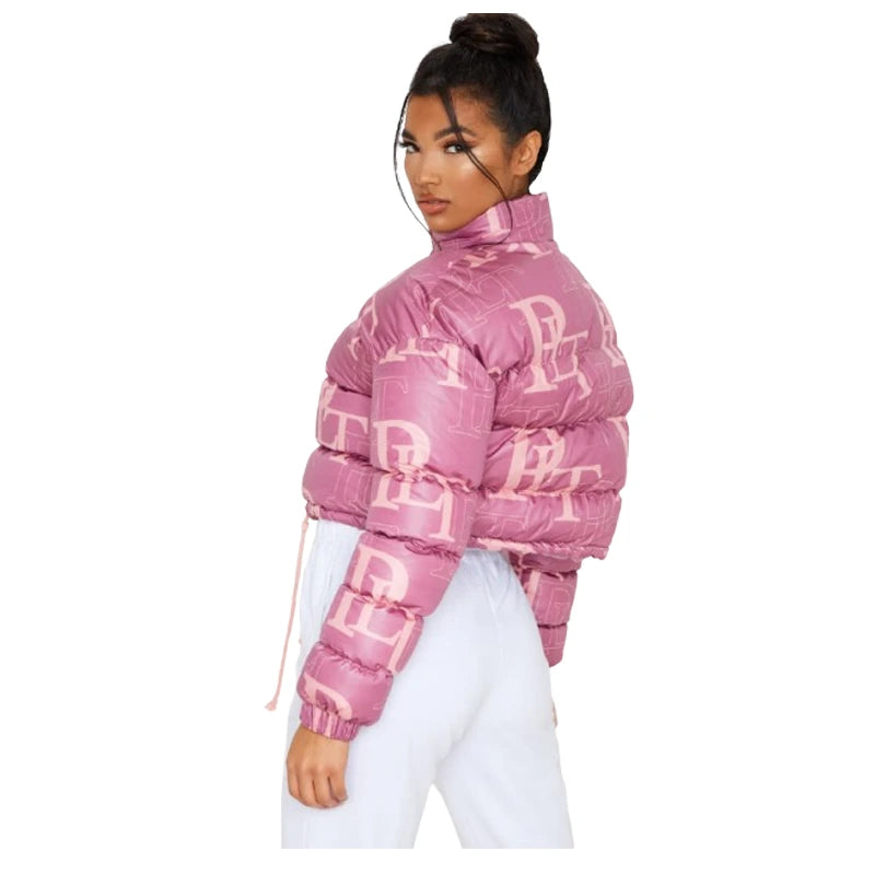 PrettyLittleThing Pink Crop Puffer Jacket