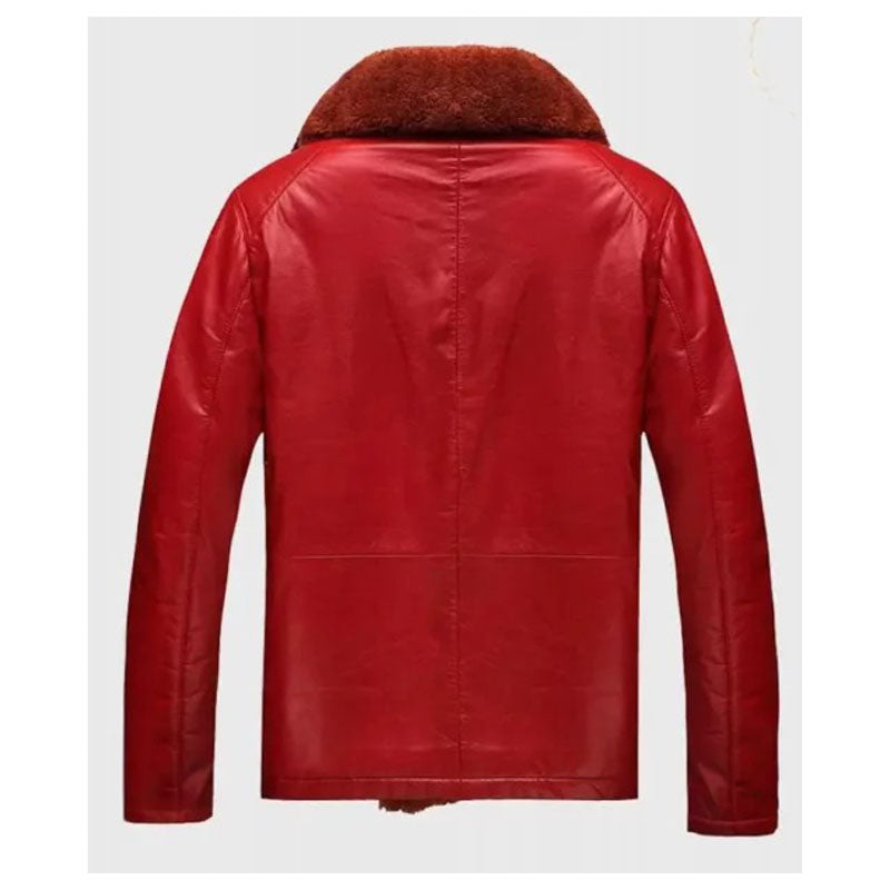 Mens Shearling Red Leather Jacket