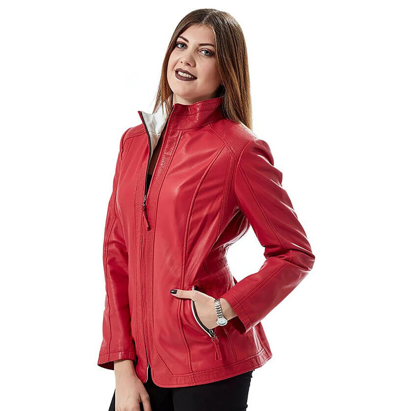 Women’s Real Red Leather Jacket