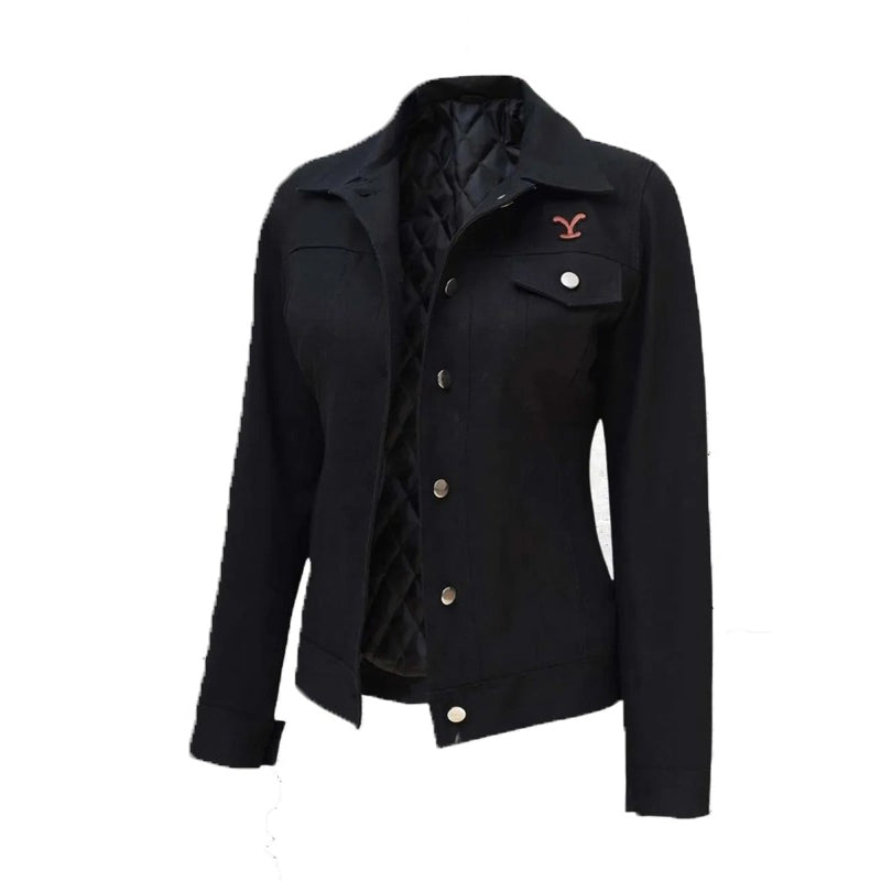 Rip Wheeler Yellowstone Black Jacket For Women