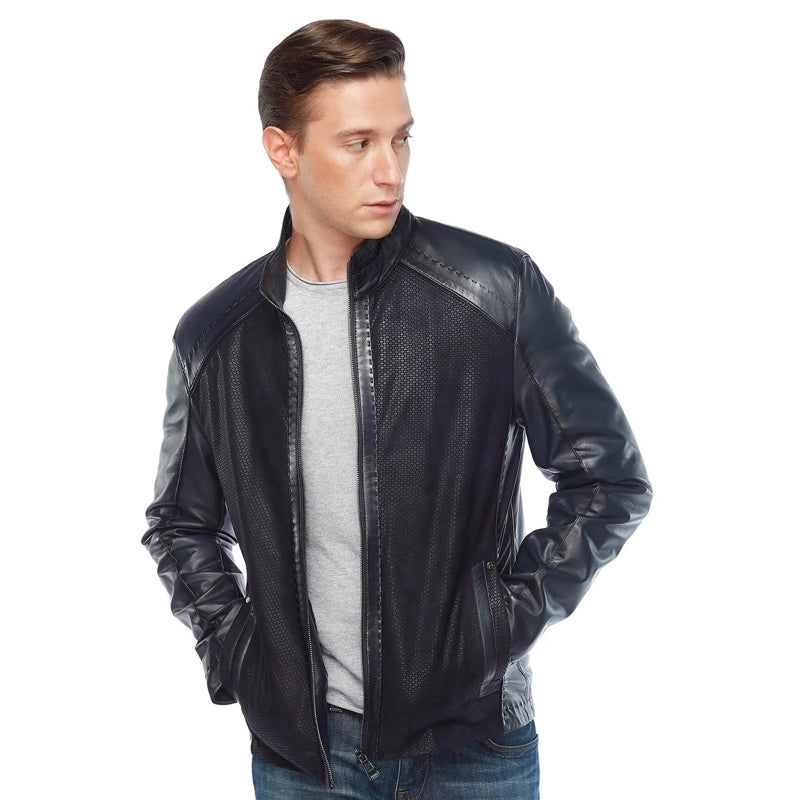 Men’s Real Black Leather Laser Jacket