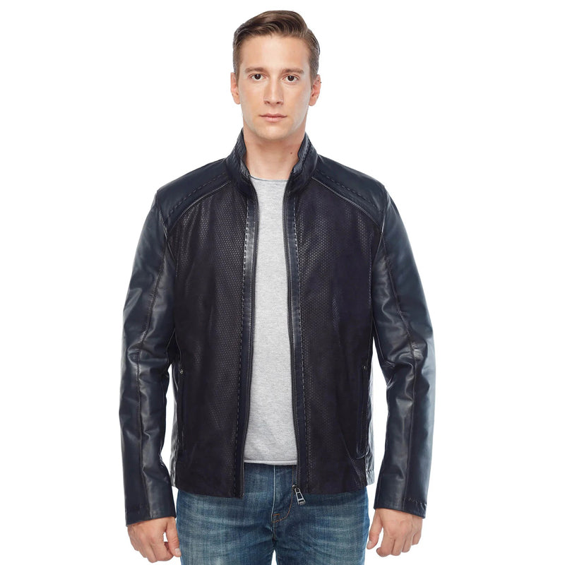 Men’s Real Black Leather Laser Jacket