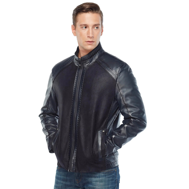 Men’s Real Black Leather Laser Jacket