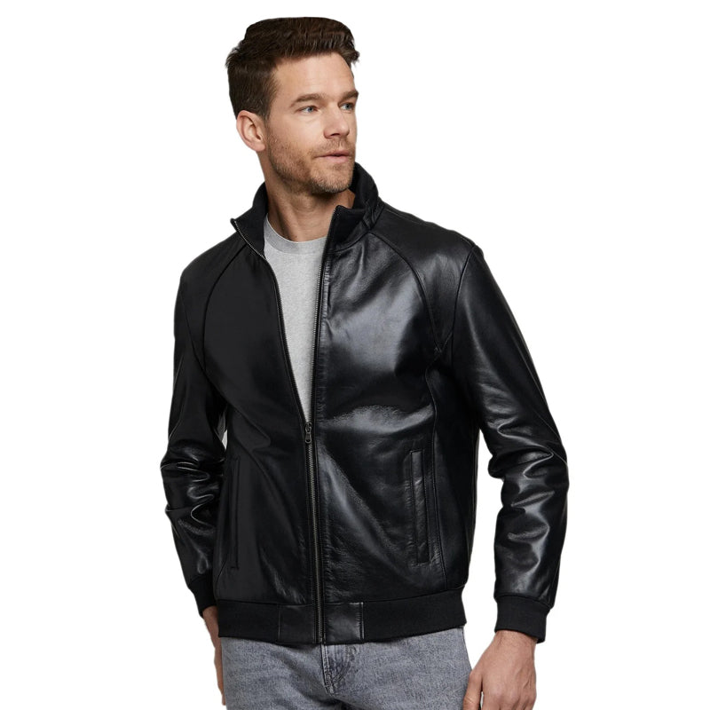 Men’s Real Black Leather Shinny Jacket