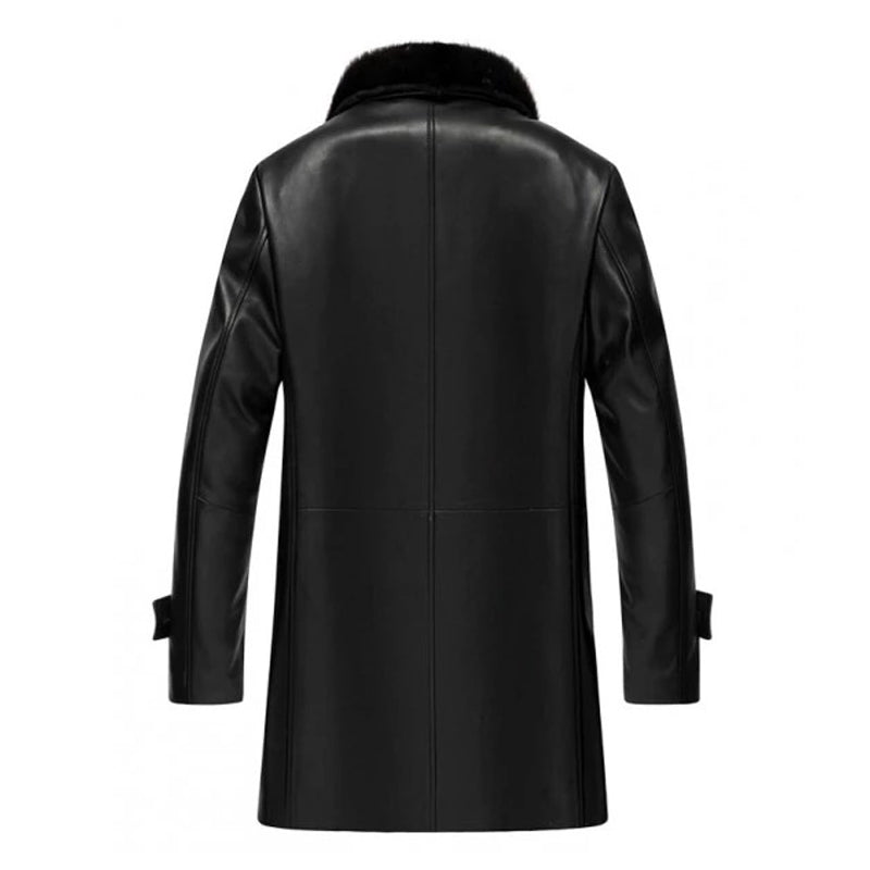 Men’s 3/4 Black Real Leather Coat