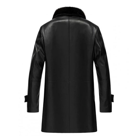 Men’s 3/4 Black Real Leather Coat