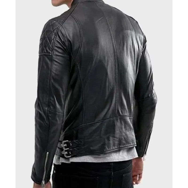 Mens Shoulder Quilted Black Jacket