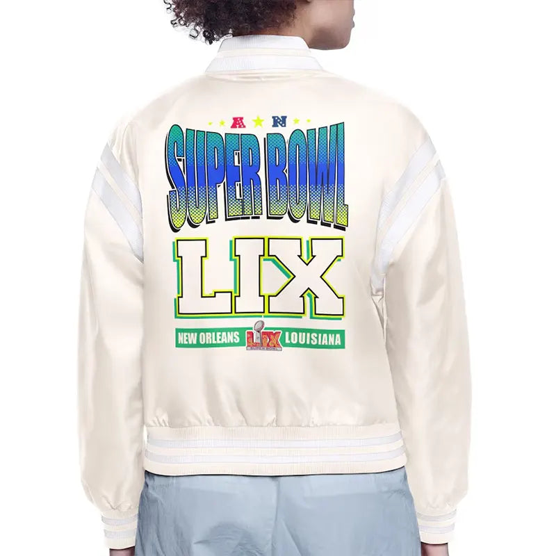 Super Bowl LIX Starter Black Coaches Varsity Jacket