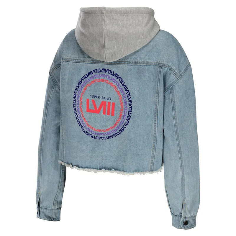 Super Bowl LVIII Denim Cropped Hoodie Jacket