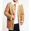 Mens Shearling Tan Brown Leather Car Coat
