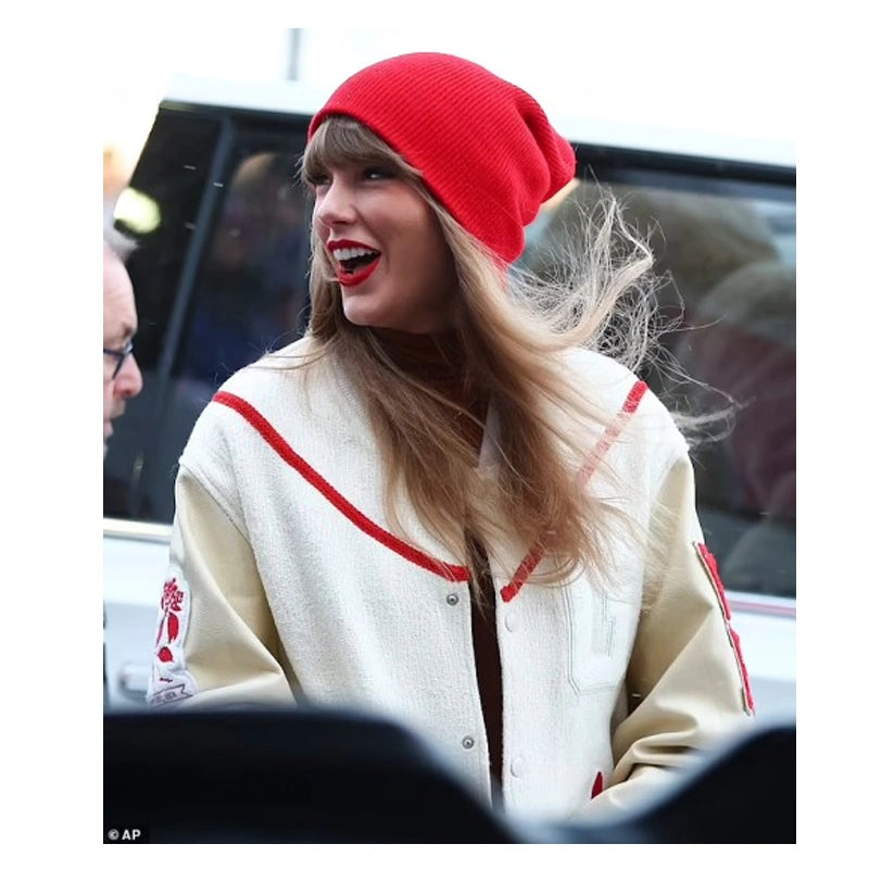 Taylor Swift White and Red Bomber Jacket