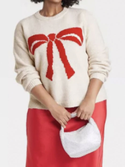 The Today Show Cara Sylvester White Bow Sweater