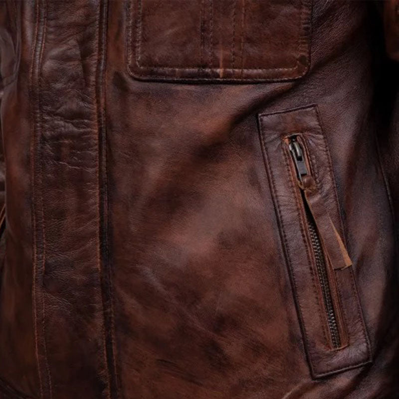 Men Vintage Biker Leather Jacket