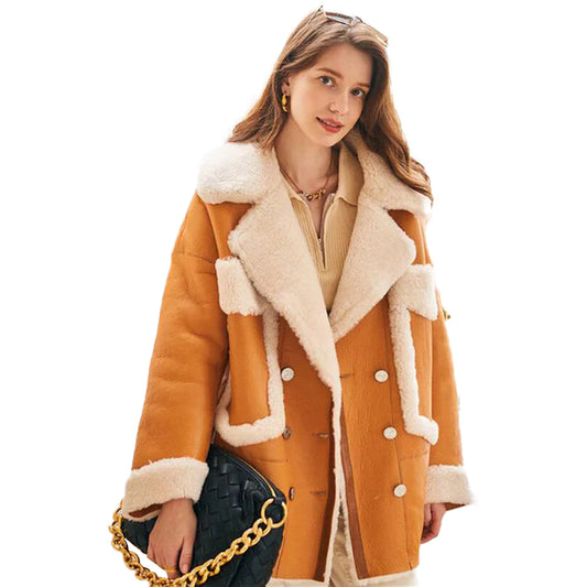 Women’s Shearling Sheepskin Aviator Coat