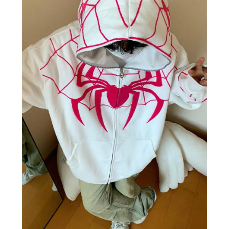 White Spiderman Edition Zipper Hoodie
