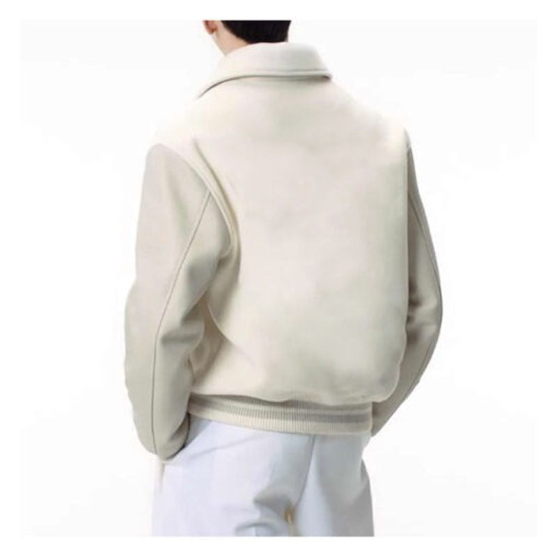 White Leather Varsity Jacket