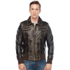 Men’s Real Brown Leather Bomber Jacket