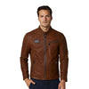 Men’s Real Brown Leather Moto Jacket
