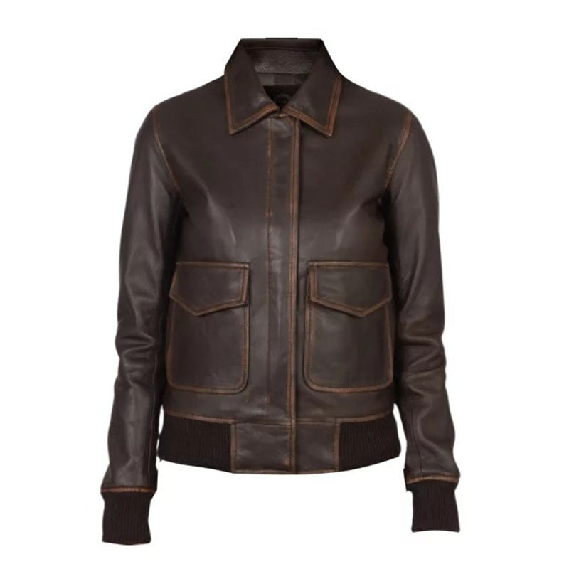 Women A-2 Brown Leather Jacket