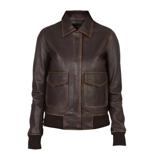 Women A-2 Brown Leather Jacket