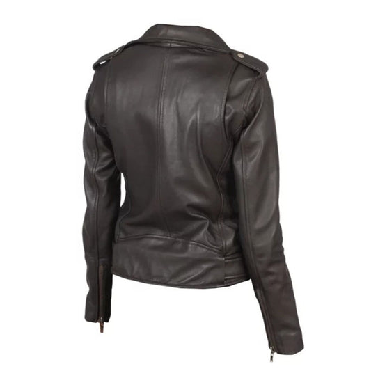 Women Alison Brown Biker Jacket