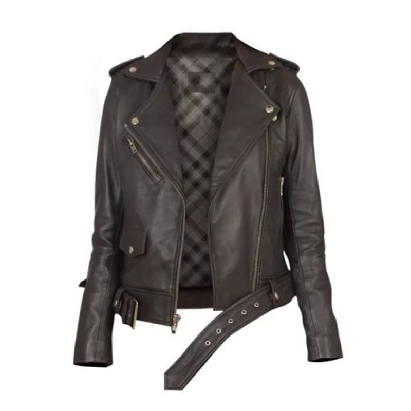 Women Alison Brown Biker Jacket