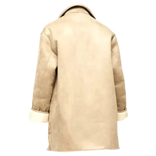 Women Beige Shearling Leather Coat