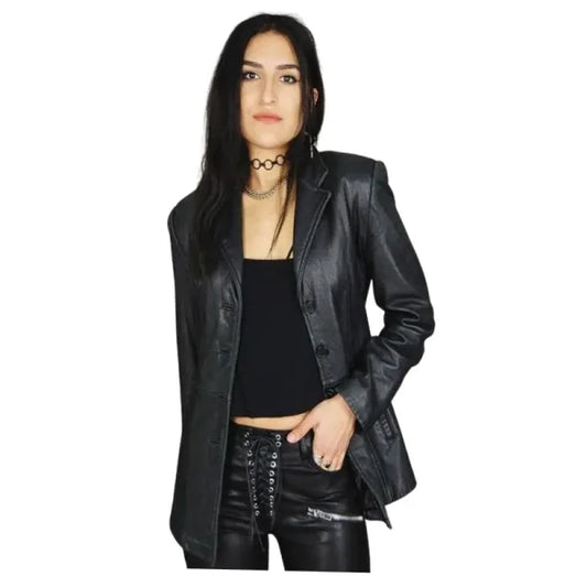 Women-Black-Lambskin-Leather-Blazer