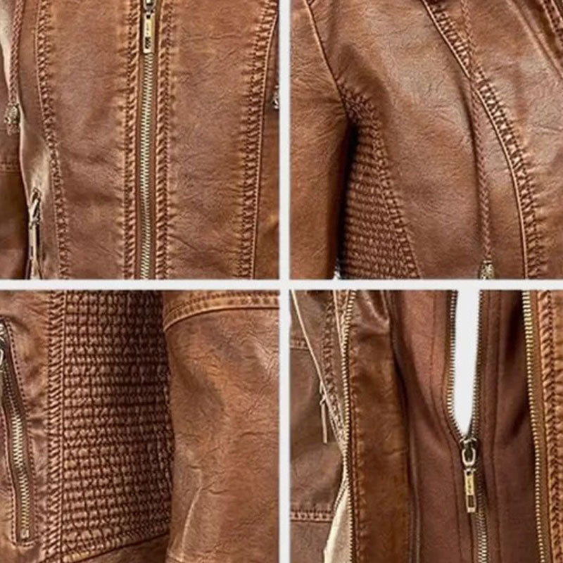 Women Removable Brown Hooded Jacket