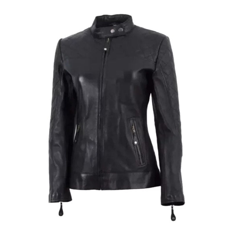 Women Cafe Racer Leather Jacket