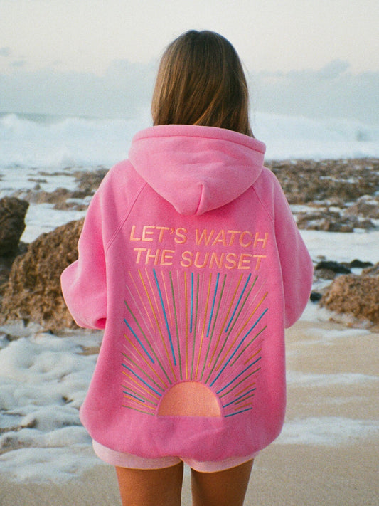 Women Pink Sunset Hoodie