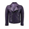 Women Purple Leather Quilted Jacket