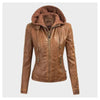 Women Removable Brown Hooded Jacket