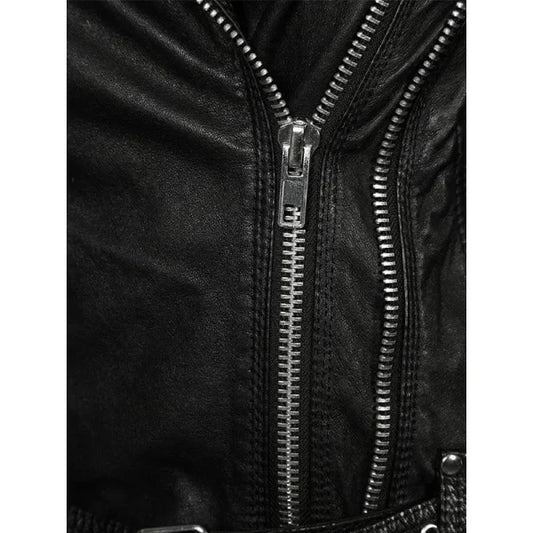 Women Sheepskin Leather Biker Jacket