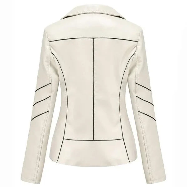Women White Genuine Leather Jacket