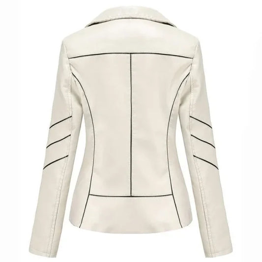 Women White Genuine Leather Jacket