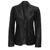Women's Two Button Black Leather Blazer Jacket